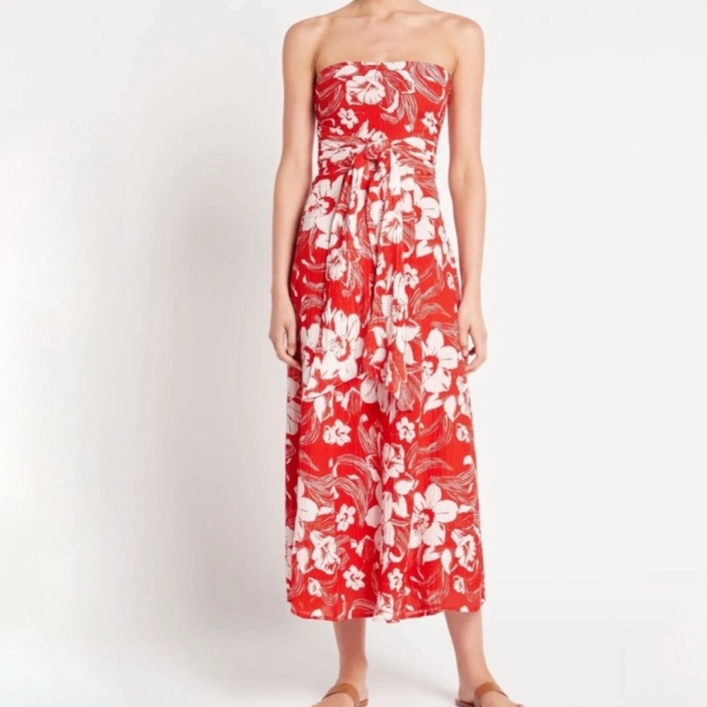 Faithfull The Brand Maivi Midi Dress In Camara Floral Red
